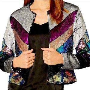 NWT Blank NYC Guest List Sequin Cropped Jacket 🪩 multi colored
